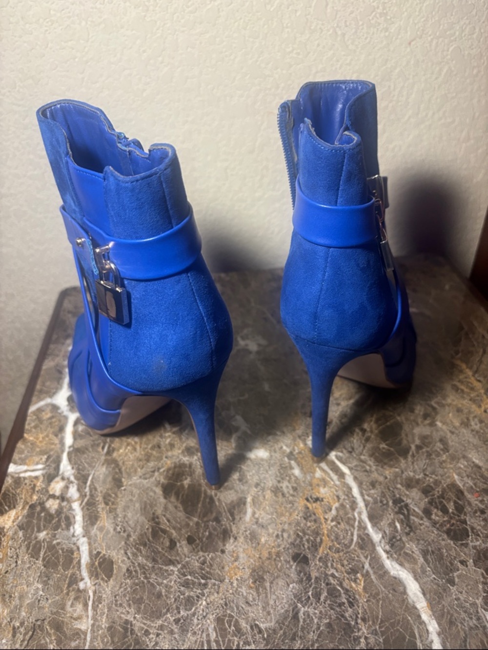 Shoe Dazzle Electric Blue Pointed-Toe Ankle Boots - Picture 3 of 5